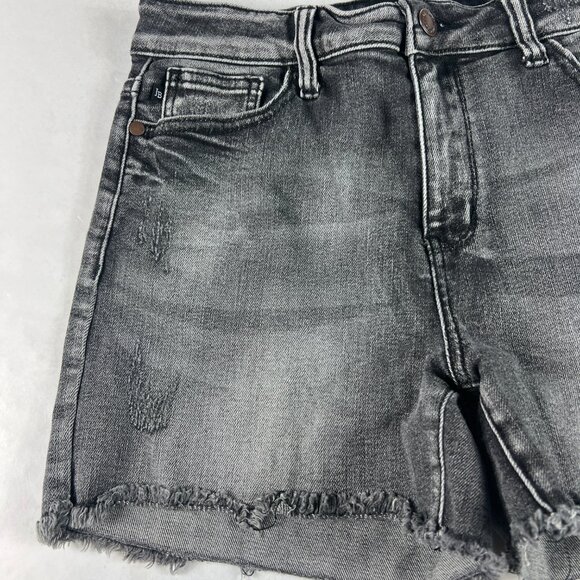 Judy Blue Jean Shorts Women 28* Mid Rise Black Cut Off Stretch Denim Jorts Tag M - Picture 2 of 15
